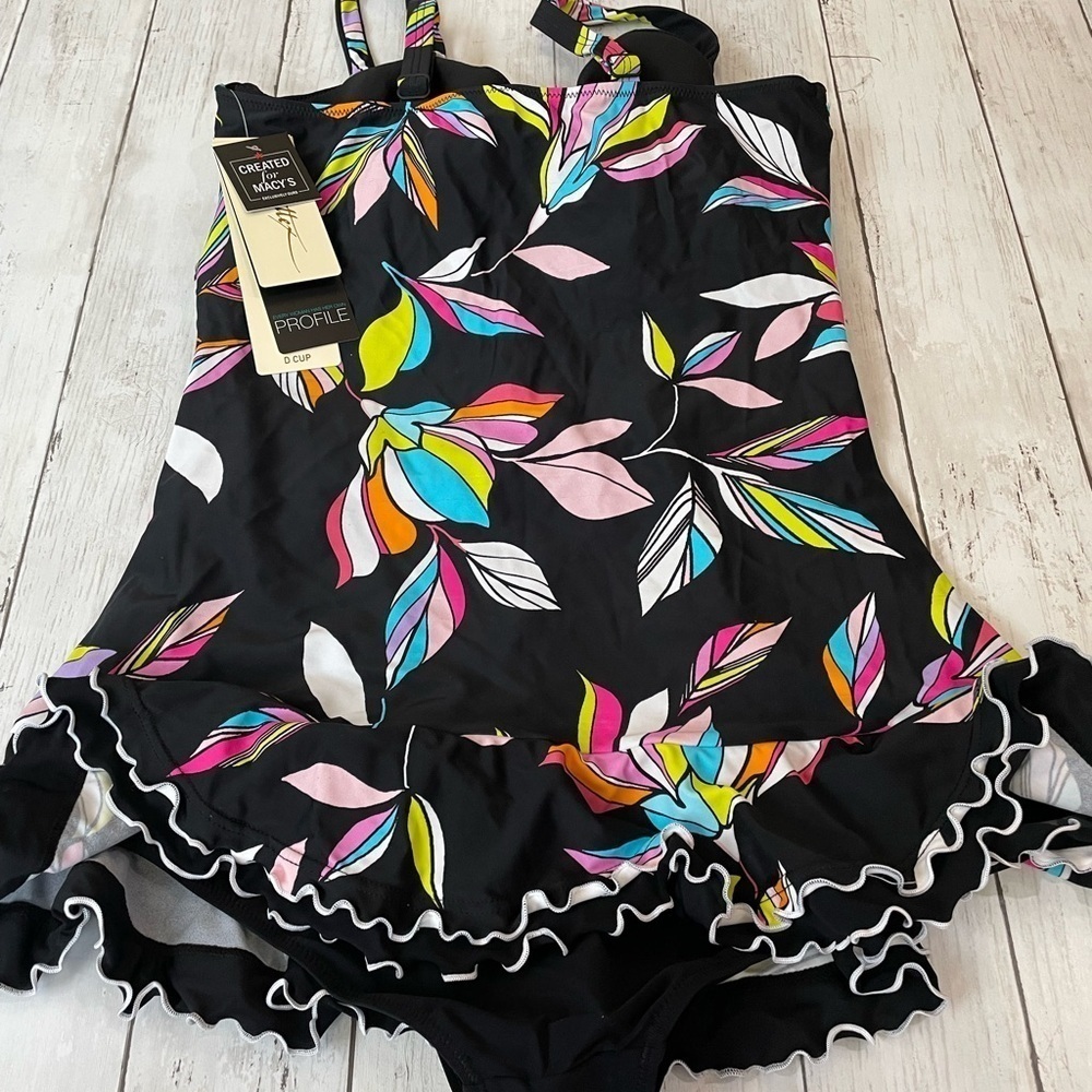 Profile by Gottex BLACK MULTI Monaco One-Piece Swimdress USA 6D - Picture 3 of 3